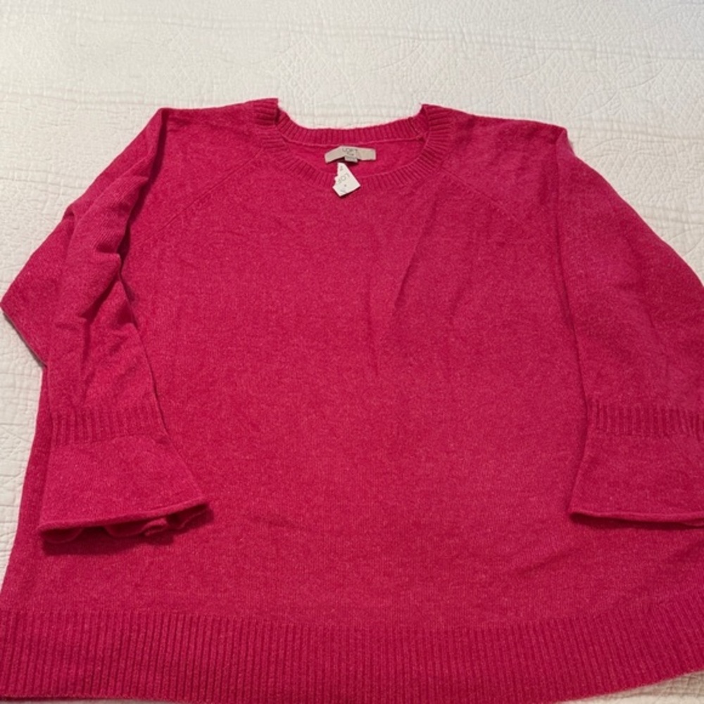 LOFT Fuchsia Crew Neck Sweater